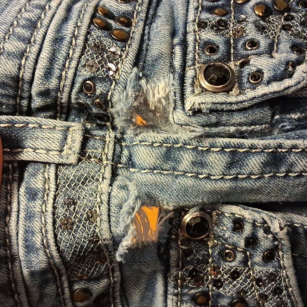 Miss Me Blue Boot Cut Jeans with Silver Accents - Picture 5 of 14